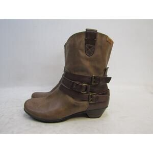 PIKOLINOS Womens Size 37 EUR Brown Leather Zip Buckle Ankle Boots Booties